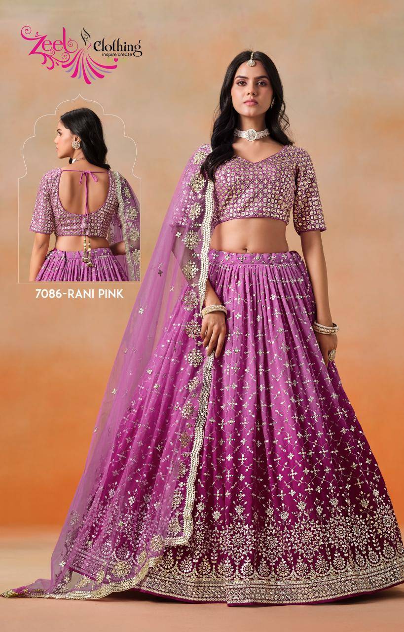 Elegance Georgette Rani pink Surat lehenga choli manufacturer